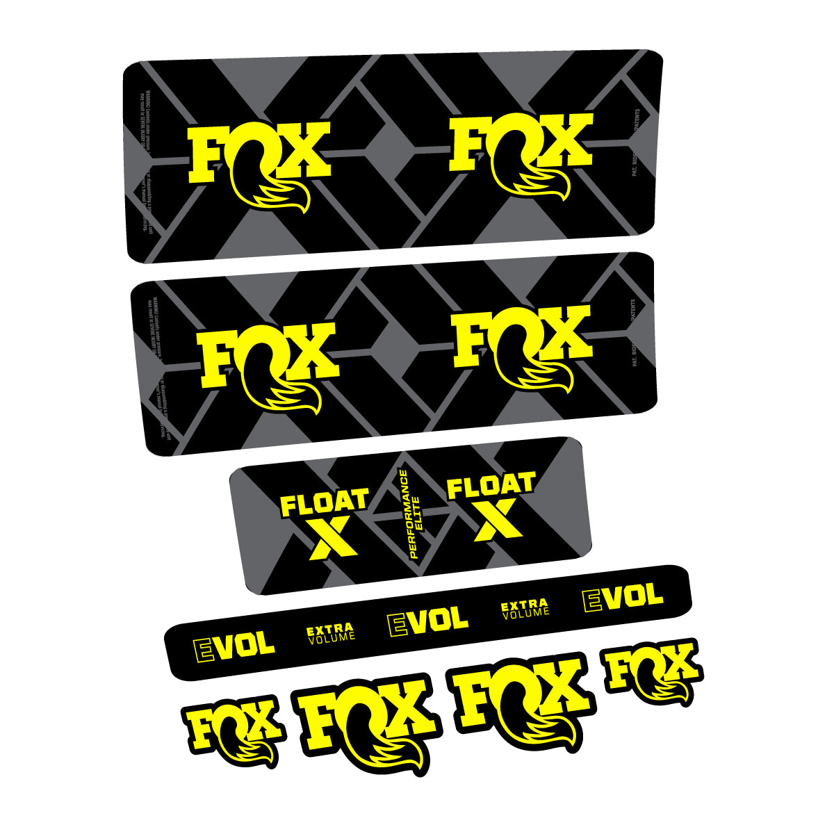 Compatible Stickers for Fox Float X Performance Elite 2027, Shock Absorber vinyl decals - Lemon Yellow