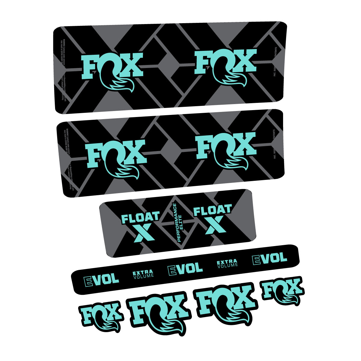 Compatible Stickers for Fox Float X Performance Elite 2027, Shock Absorber vinyl decals - Blue Green