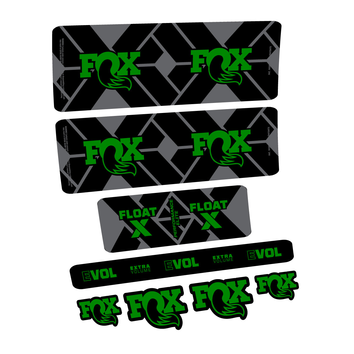 Compatible Stickers for Fox Float X Performance Elite 2027, Shock Absorber vinyl decals - Medium Green