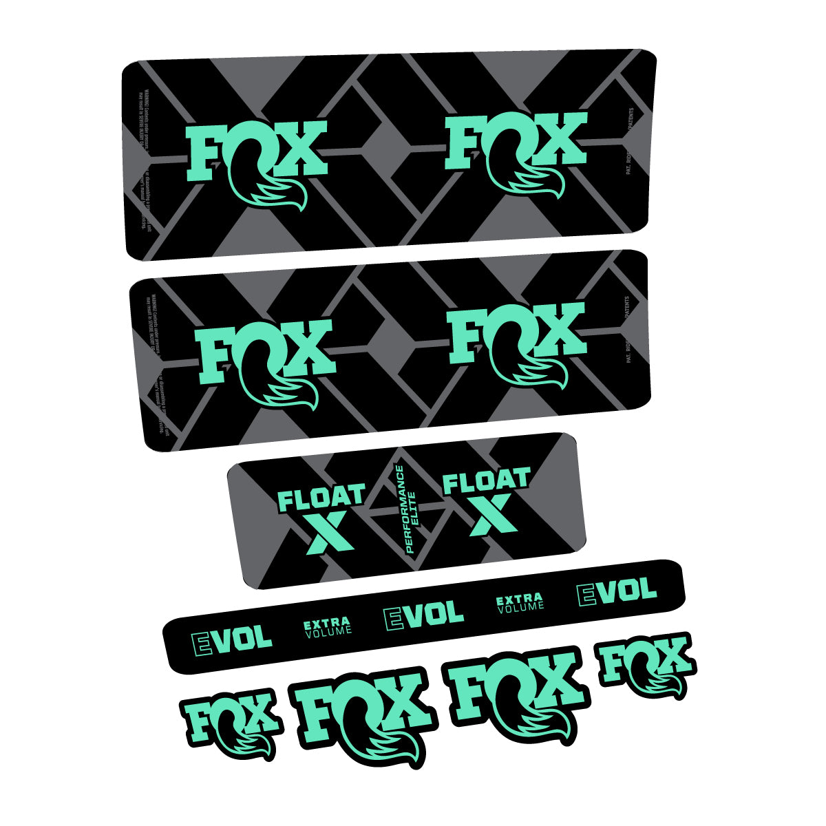 Compatible Stickers for Fox Float X Performance Elite 2027, Shock Absorber vinyl decals - Mint