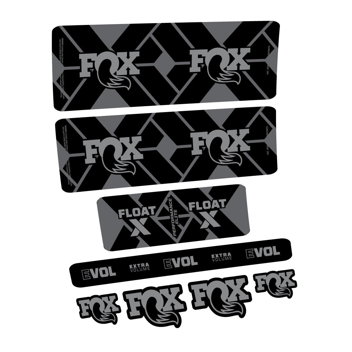 Compatible Stickers for Fox Float X Performance Elite 2027, Shock Absorber vinyl decals - Traffic Grey