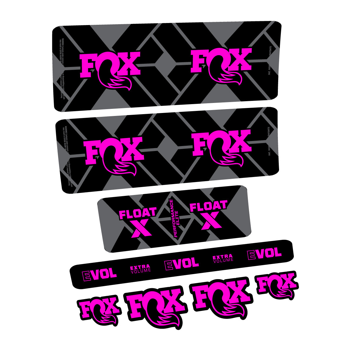 Compatible Stickers for Fox Float X Performance Elite 2027, Shock Absorber vinyl decals - Fuchsia Neon