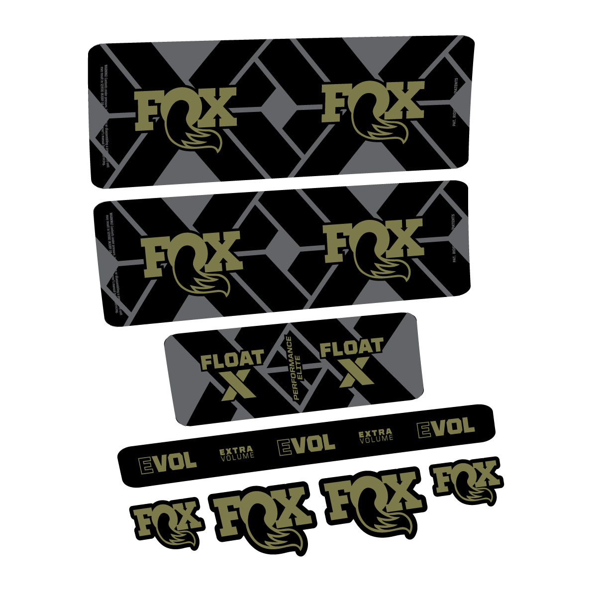Compatible Stickers for Fox Float X Performance Elite 2027, Shock Absorber vinyl decals - Khaki