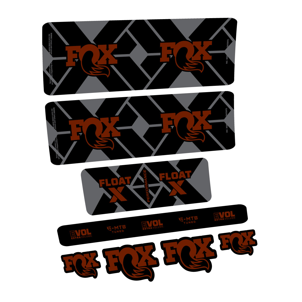 Compatible Stickers for Fox Float X Performance E-MTB 2027, Shock Absorber vinyl decals - Brown