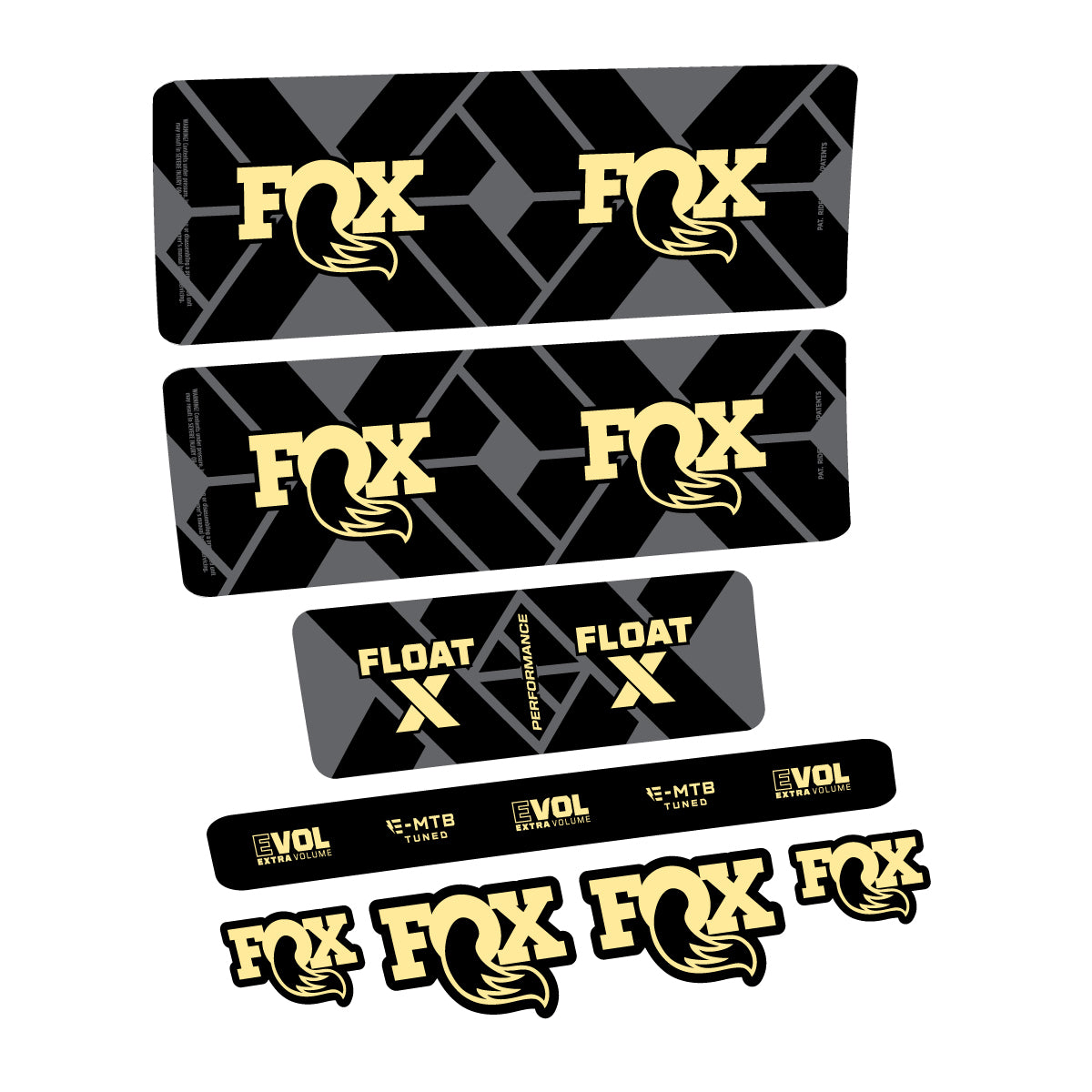 Compatible Stickers for Fox Float X Performance E-MTB 2027, Shock Absorber vinyl decals - Cream