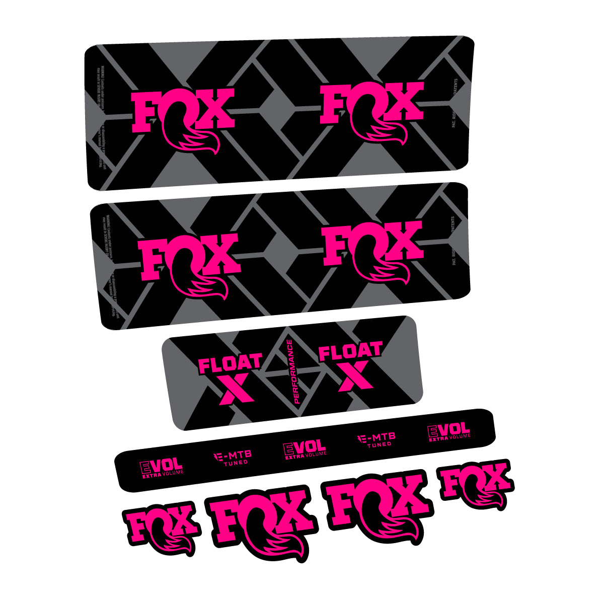 Compatible Stickers for Fox Float X Performance E-MTB 2027, Shock Absorber vinyl decals - Fuchsia