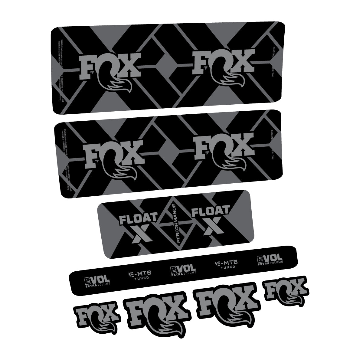 Compatible Stickers for Fox Float X Performance E-MTB 2027, Shock Absorber vinyl decals - Traffic Grey