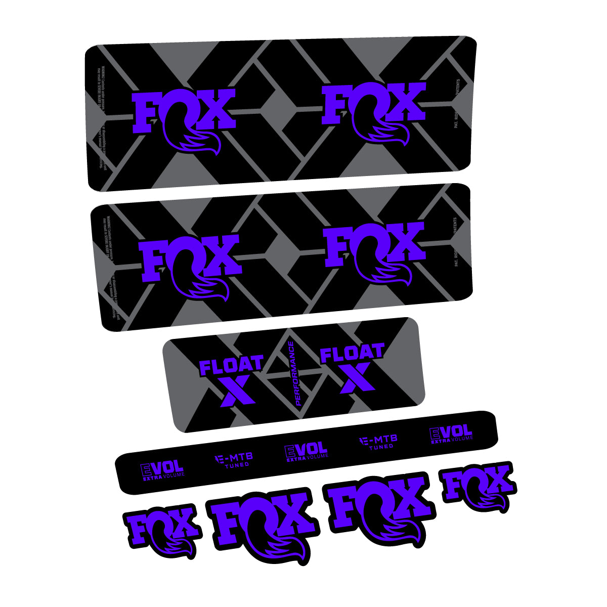 Compatible Stickers for Fox Float X Performance E-MTB 2027, Shock Absorber vinyl decals - Reflex Blue