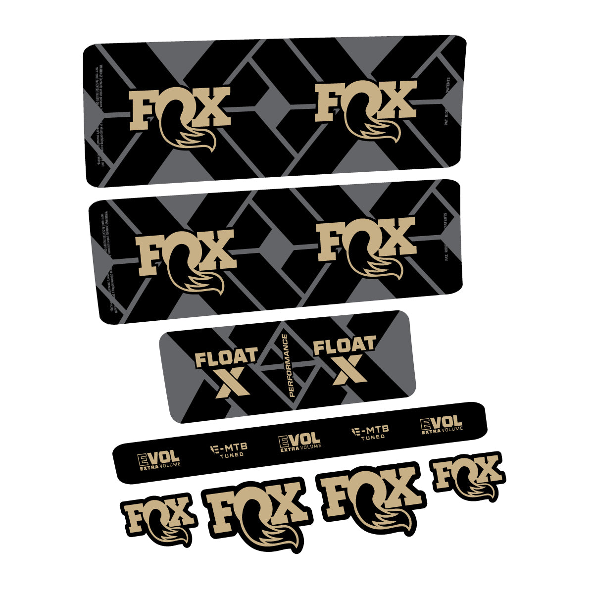 Compatible Stickers for Fox Float X Performance E-MTB 2027, Shock Absorber vinyl decals - Sand