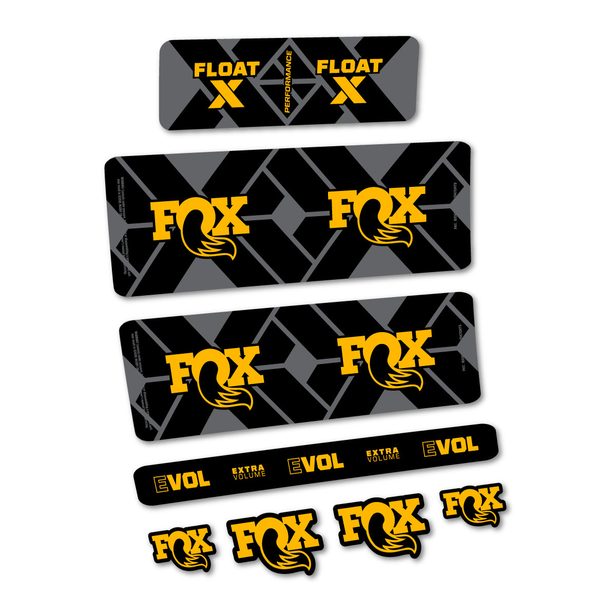 Stickers for Fox Float X Performance 2027, Rear Shock vinyl decals - Medium Yellow