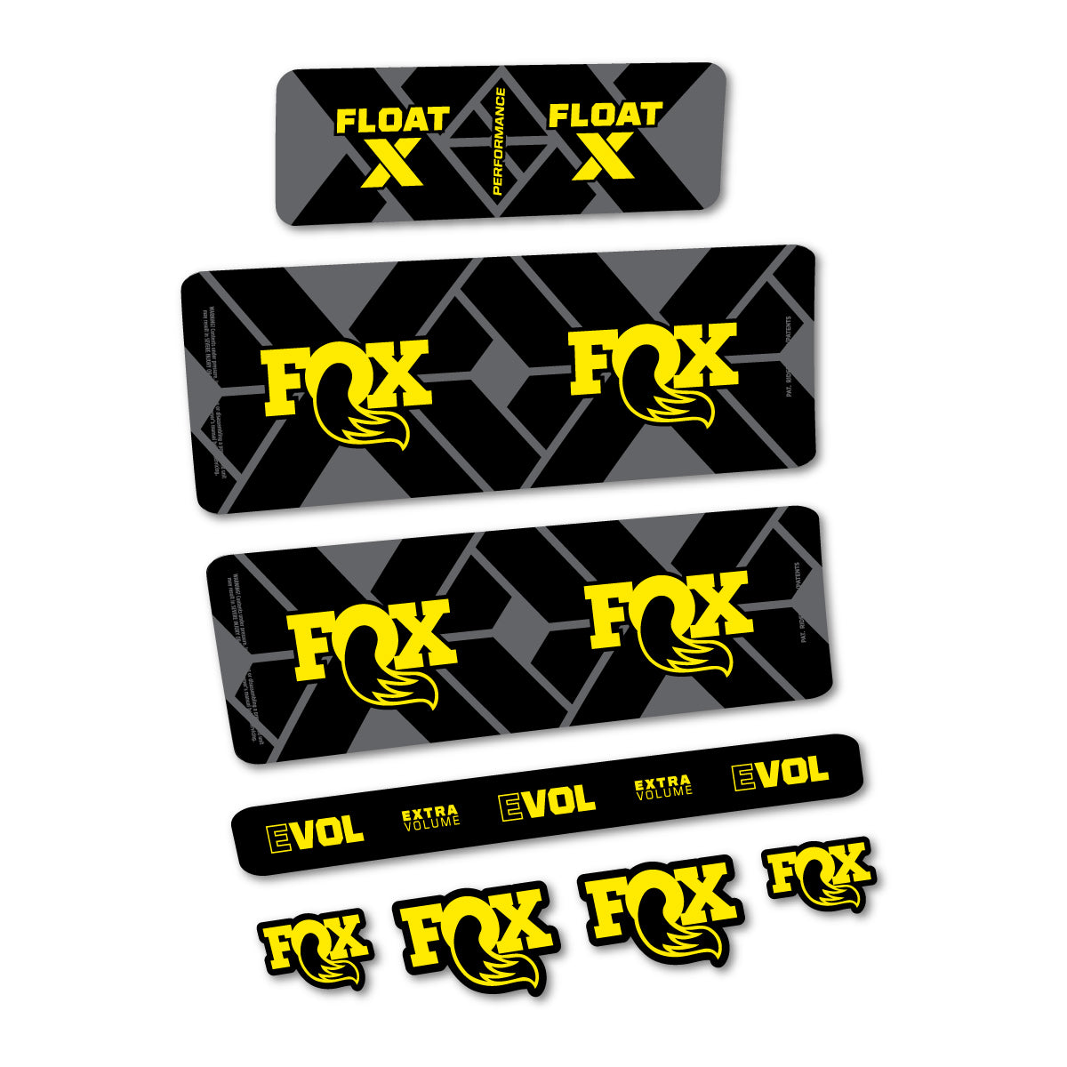 Stickers for Fox Float X Performance 2027, Rear Shock vinyl decals - Yellow