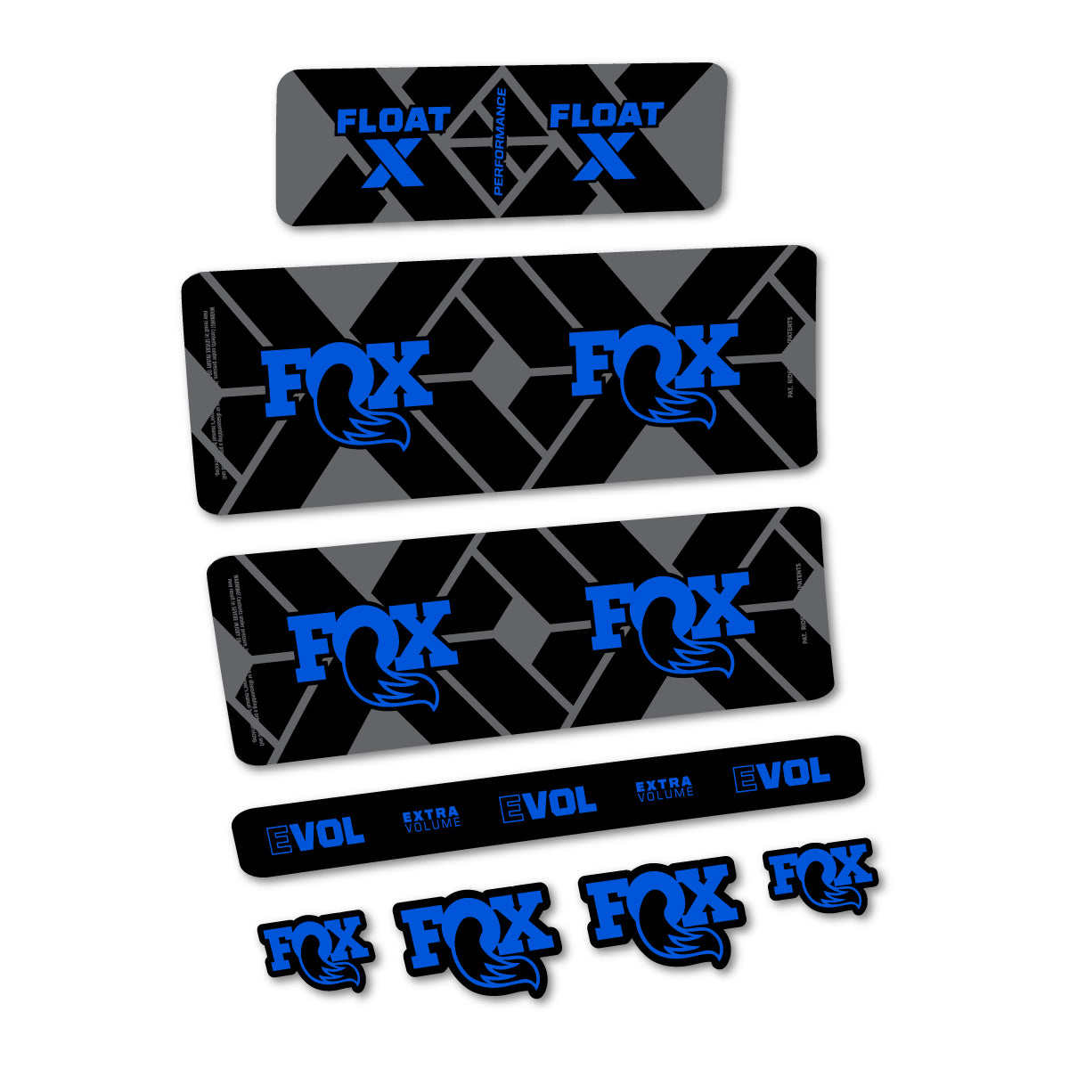 Stickers for Fox Float X Performance 2027, Rear Shock vinyl decals - Sea Blue
