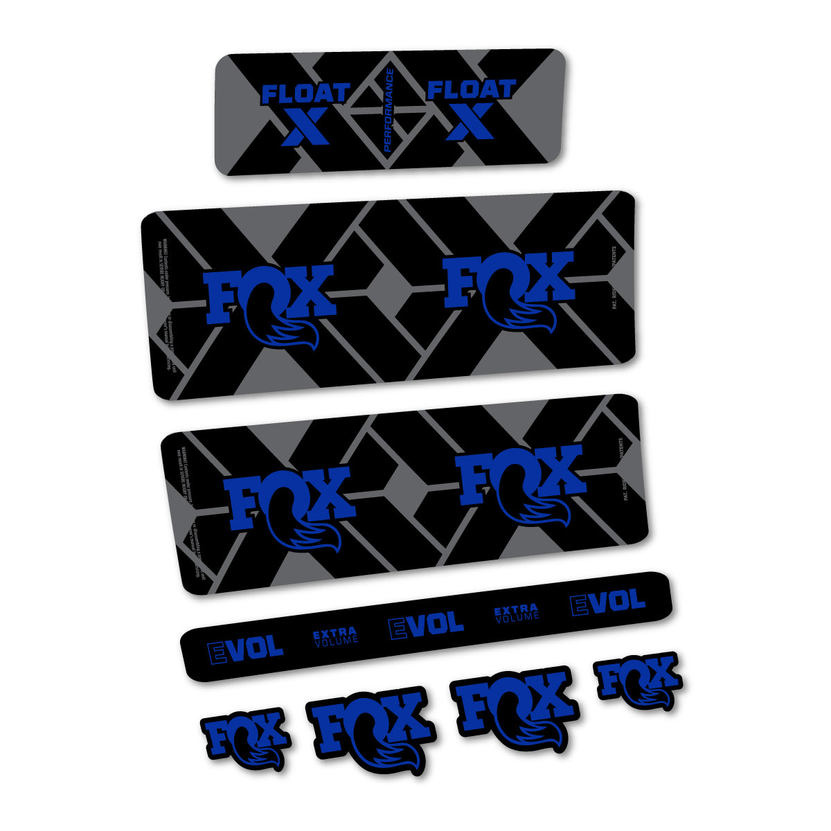 Stickers for Fox Float X Performance 2027, Rear Shock vinyl decals - Ultramarine Blue