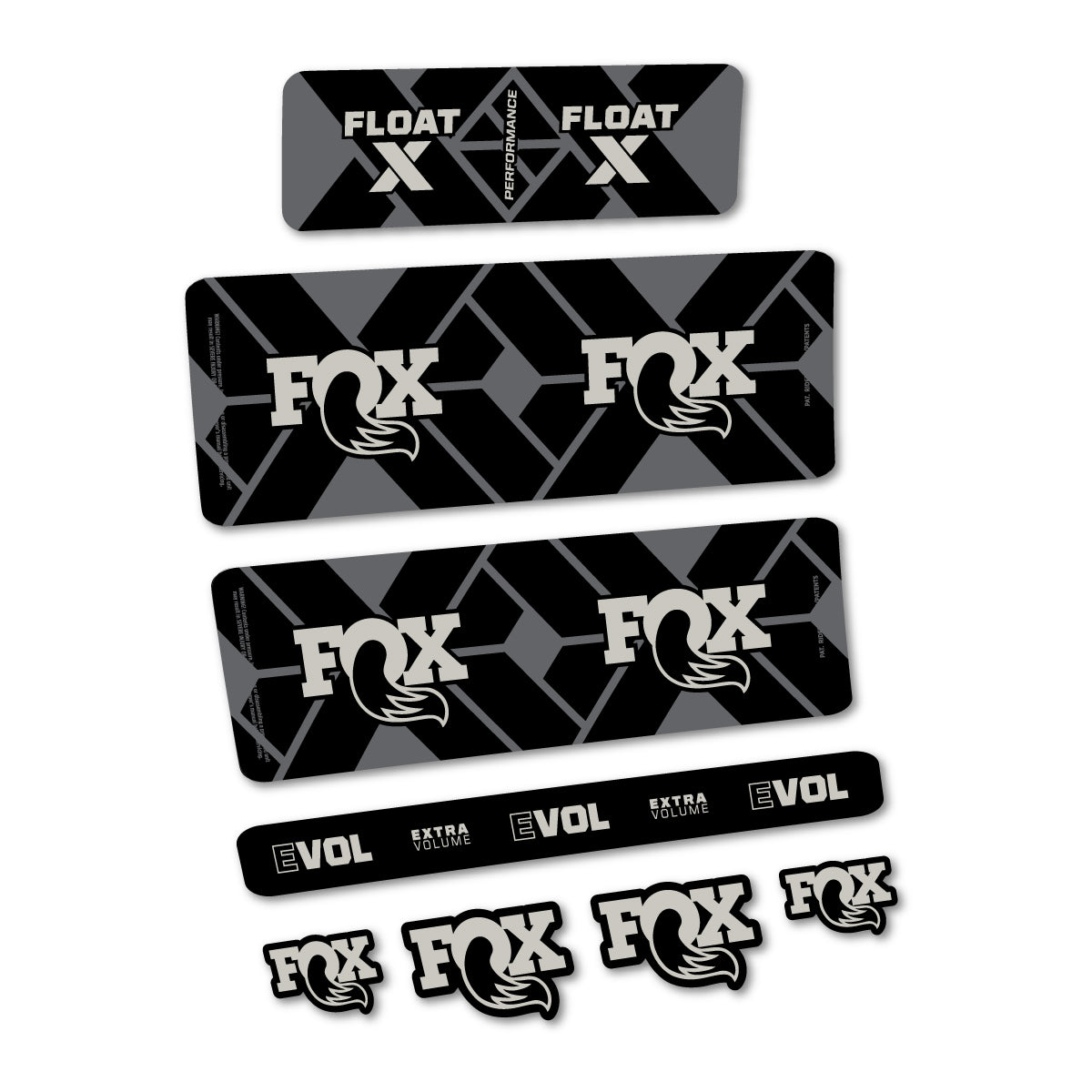 Stickers for Fox Float X Performance 2027, Rear Shock vinyl decals - Light Grey