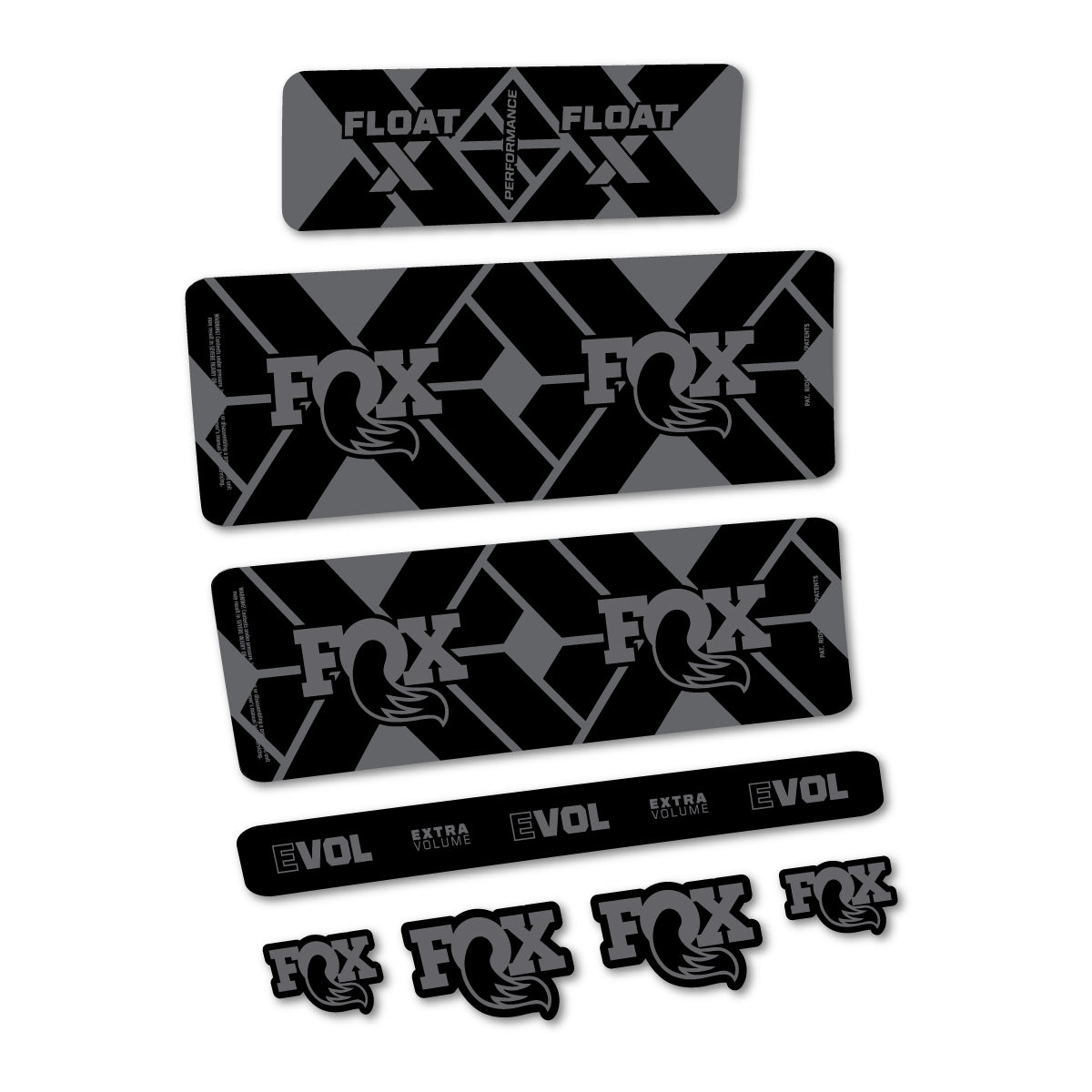 Stickers for Fox Float X Performance 2027, Rear Shock vinyl decals - Medium Grey