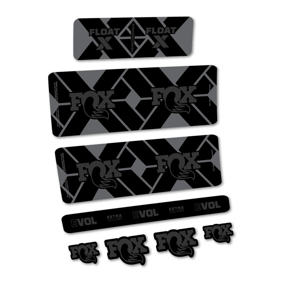 Stickers for Fox Float X Performance 2027, Rear Shock vinyl decals - Very Dark Grey