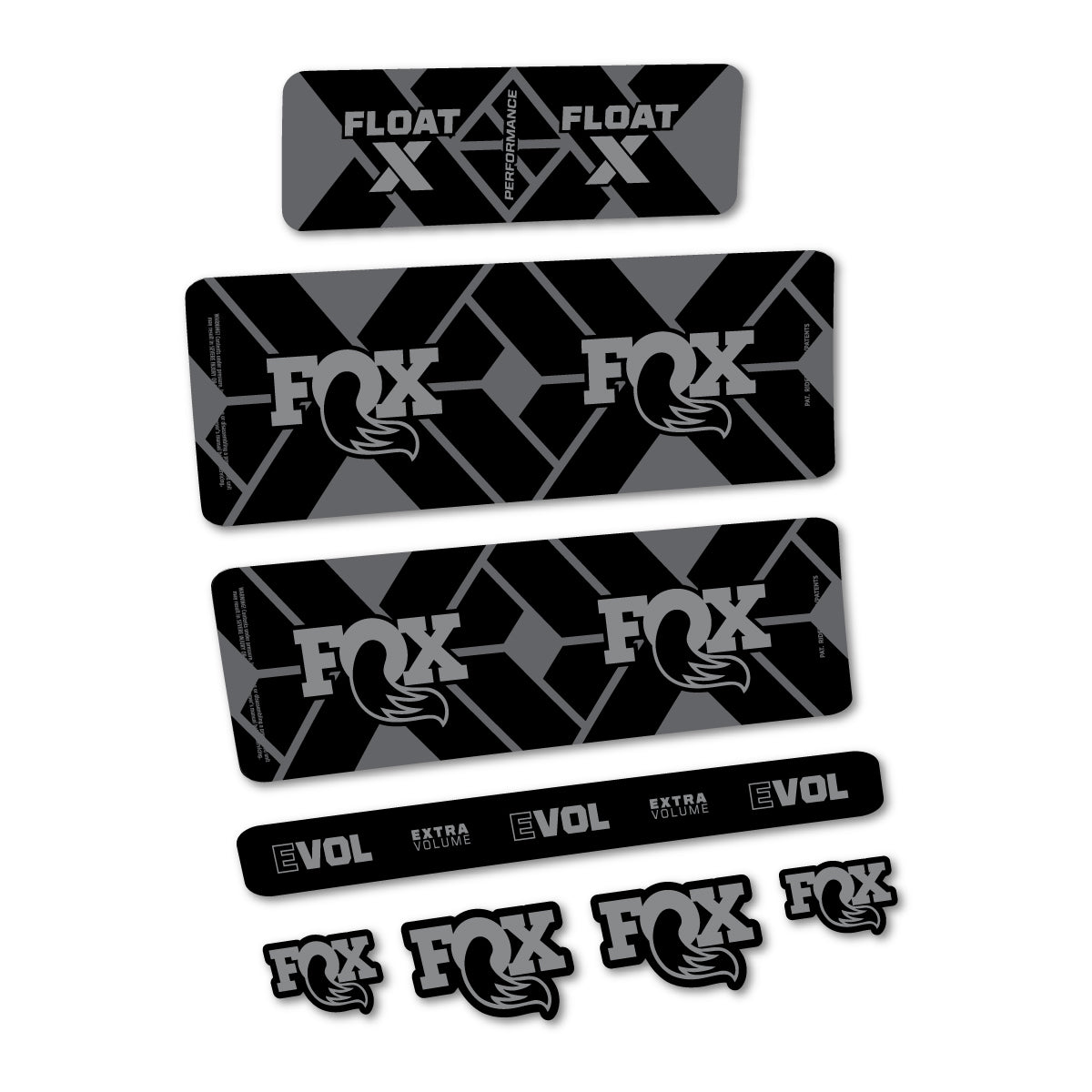 Stickers for Fox Float X Performance 2027, Rear Shock vinyl decals - Traffic Grey