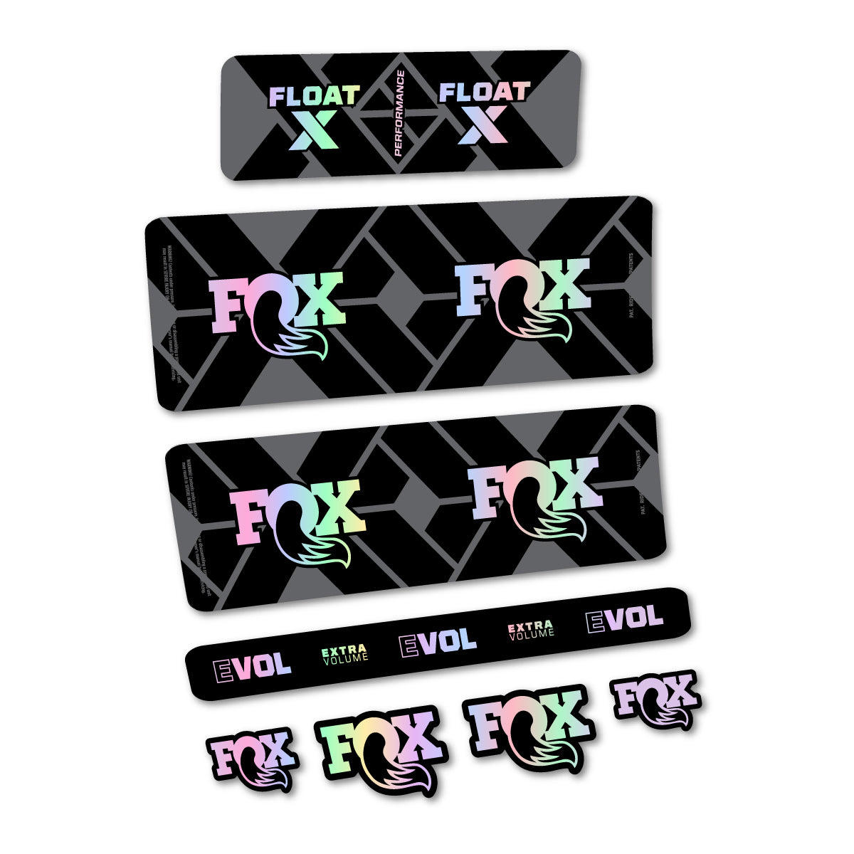 Stickers for Fox Float X Performance 2027, Rear Shock vinyl decals - Hollographic