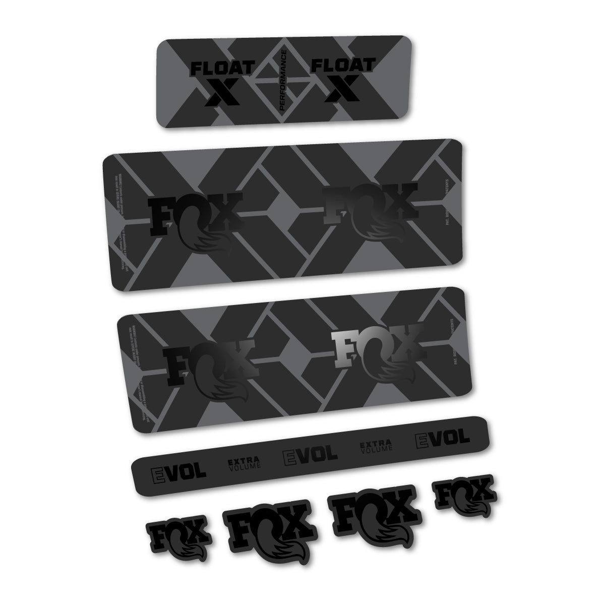 Stickers for Fox Float X Performance 2027, Rear Shock vinyl decals - Black