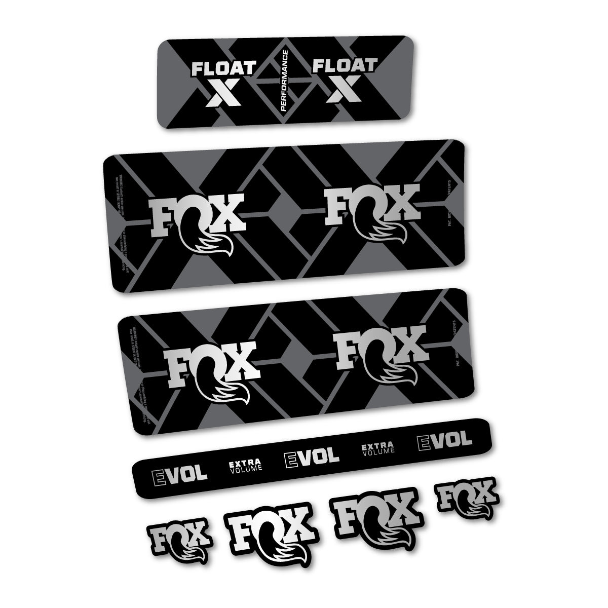 Stickers for Fox Float X Performance 2027, Rear Shock vinyl decals - Light Silver