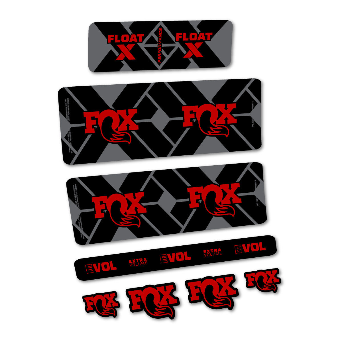 Stickers for Fox Float X Performance 2027, Rear Shock vinyl decals - Medium Red
