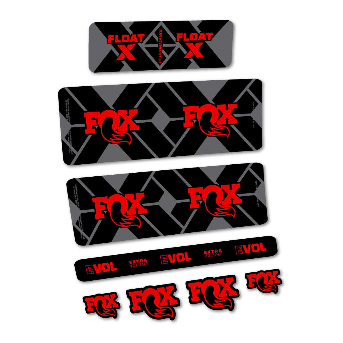 Stickers for Fox Float X Performance 2027, Rear Shock vinyl decals - Red
