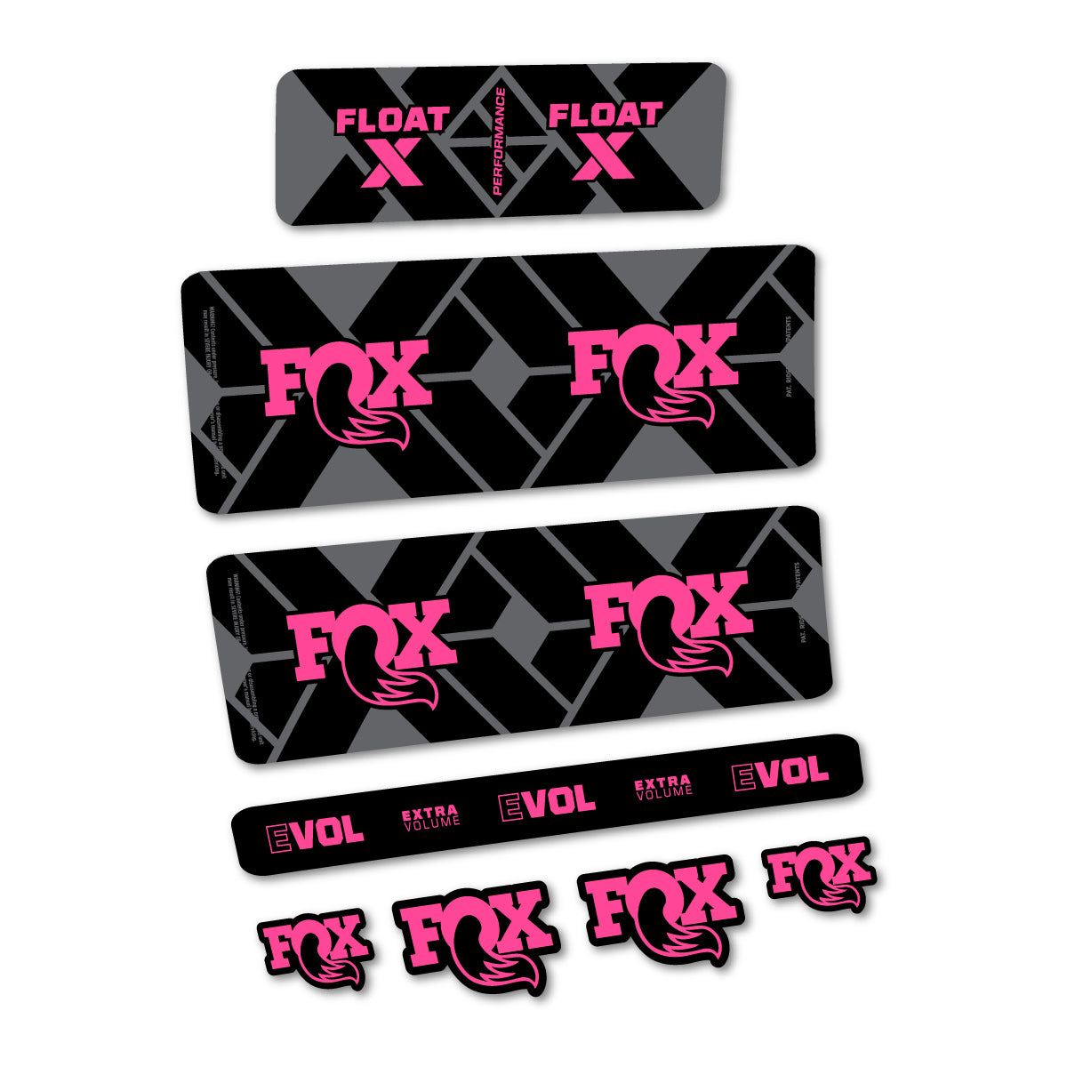 Stickers for Fox Float X Performance 2027, Rear Shock vinyl decals - Bubblegum Pink