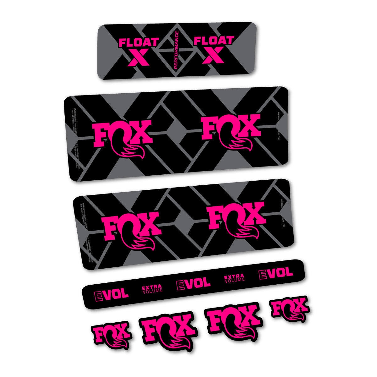 Stickers for Fox Float X Performance 2027, Rear Shock vinyl decals - Fuchsia