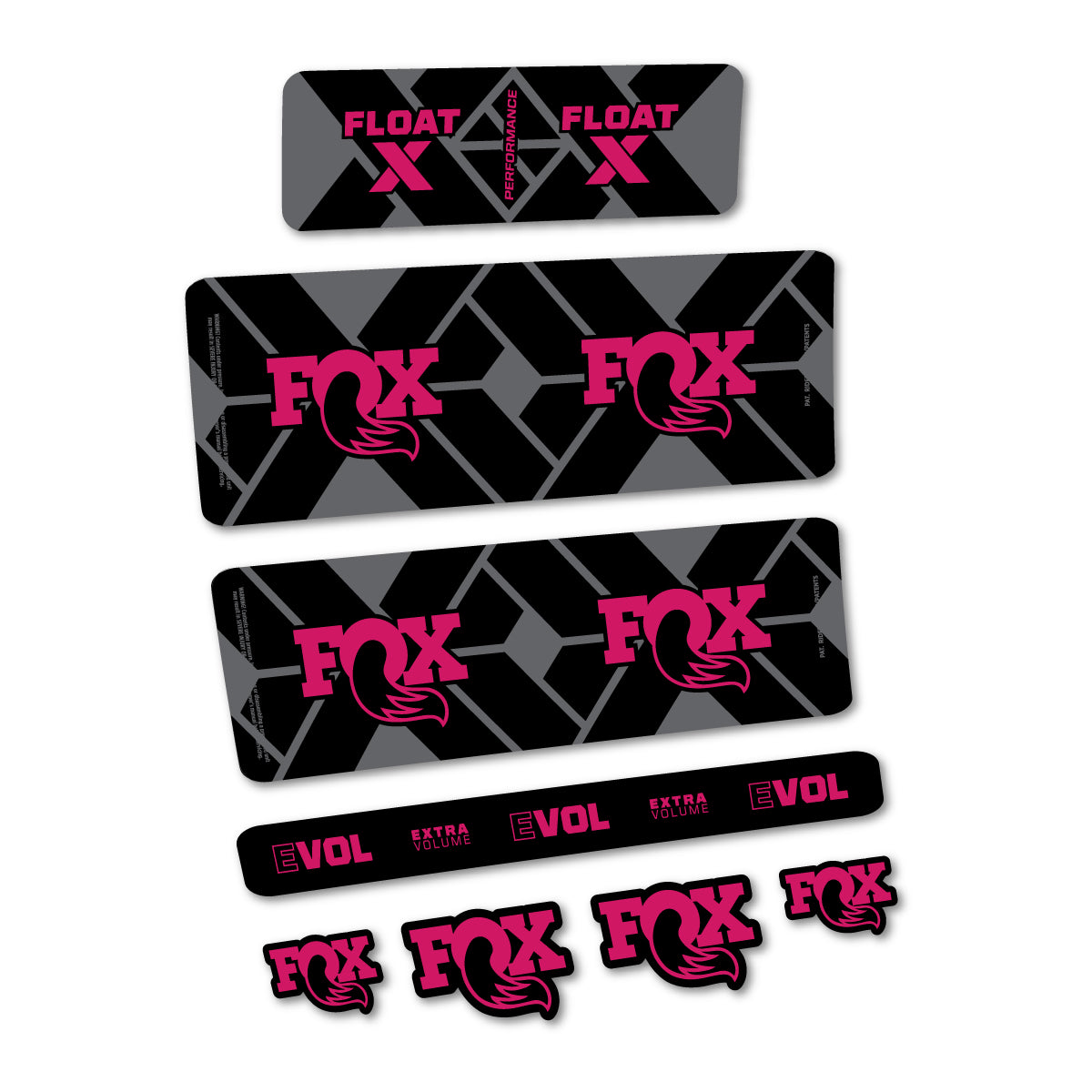 Stickers for Fox Float X Performance 2027, Rear Shock vinyl decals - Dark Pink