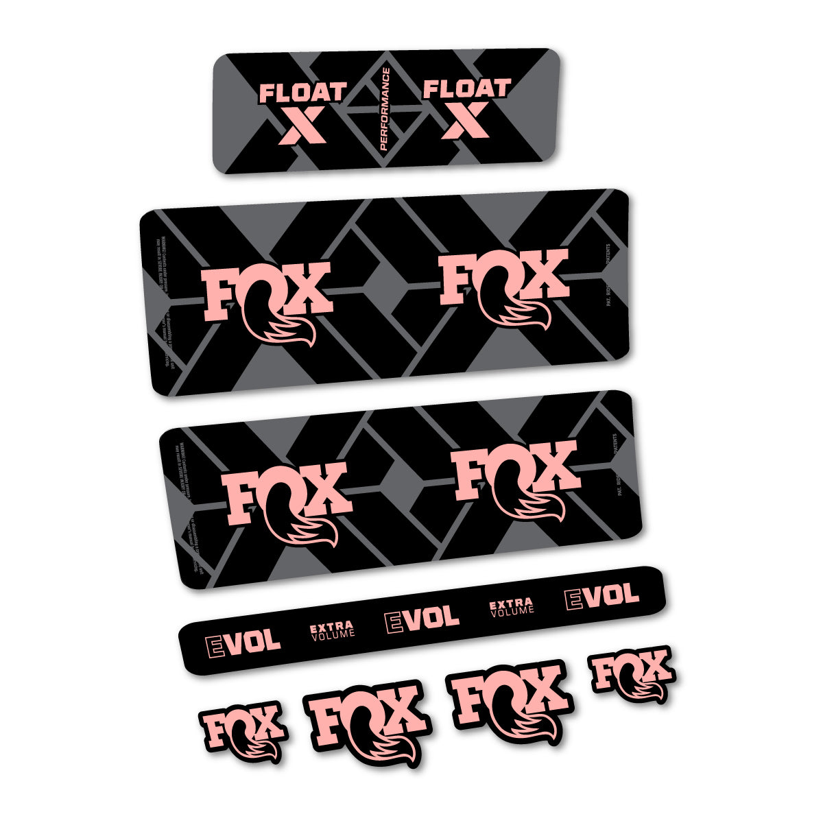 Stickers for Fox Float X Performance 2027, Rear Shock vinyl decals - Salmon Pink