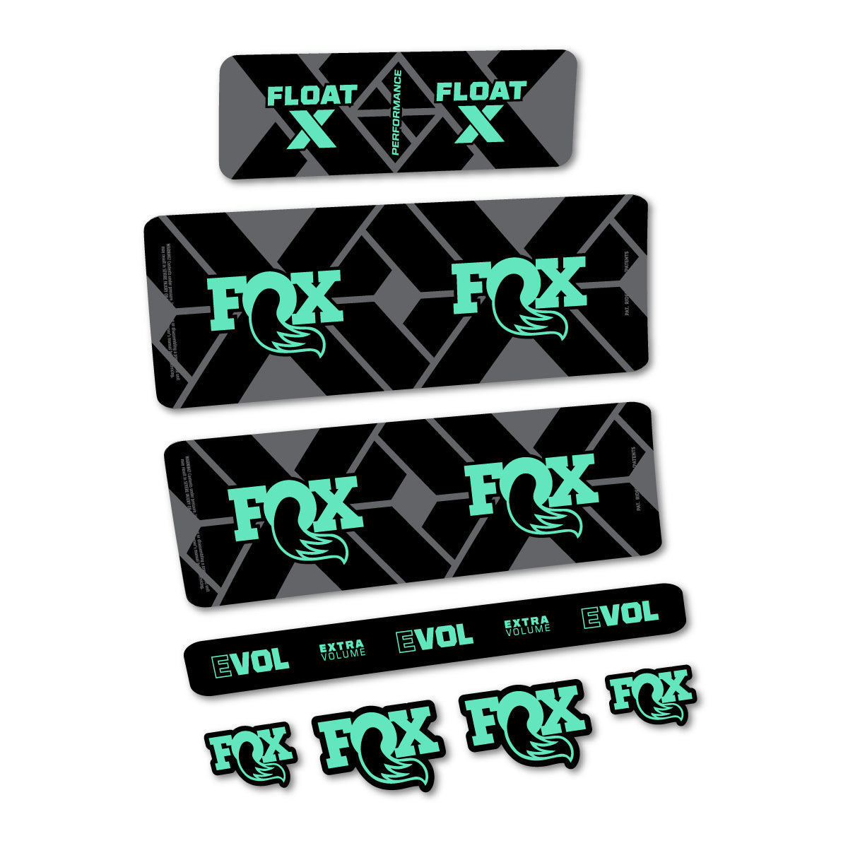 Stickers for Fox Float X Performance 2027, Rear Shock vinyl decals - Mint