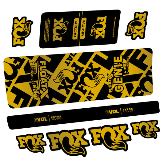 Gold decal for Fox Float X Genie rear shock – bike sticker vinyl