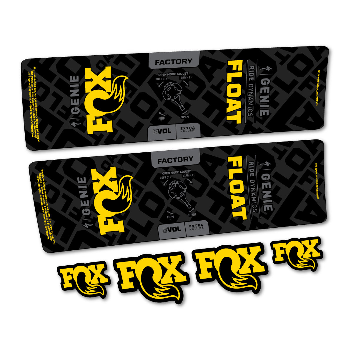 Compatible Stickers for Fox Float Genie Factory 2024-2025, Shock Absorber vinyl decals - Banana Yellow