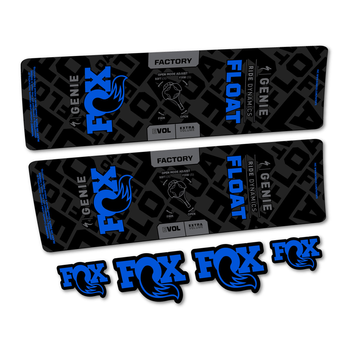 Compatible Stickers for Fox Float Genie Factory 2024-2025, Shock Absorber vinyl decals - Sea Blue