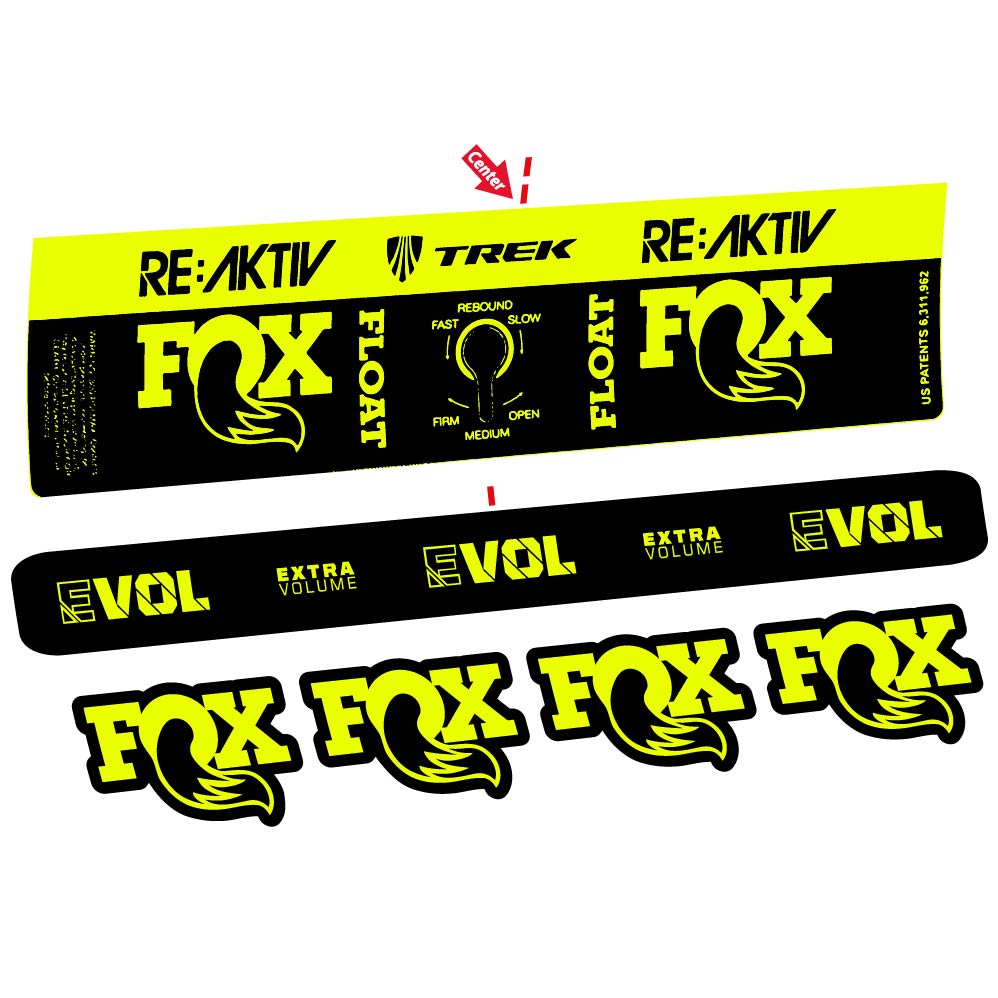 Aufkleber Fox Float Reactiv Trek, Stoßdämpfer, Fahrradaufkleber Vinyl