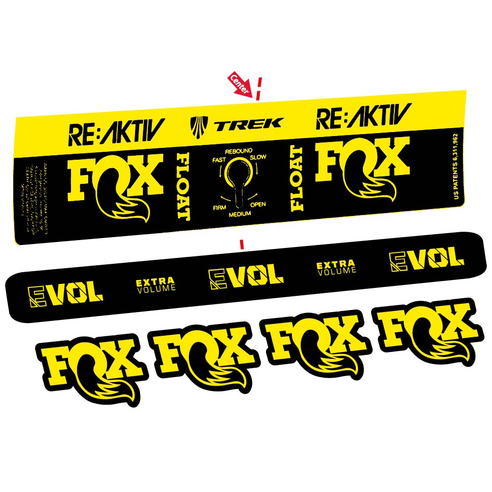 Aufkleber Fox Float Reactiv Trek, Stoßdämpfer, Fahrradaufkleber Vinyl