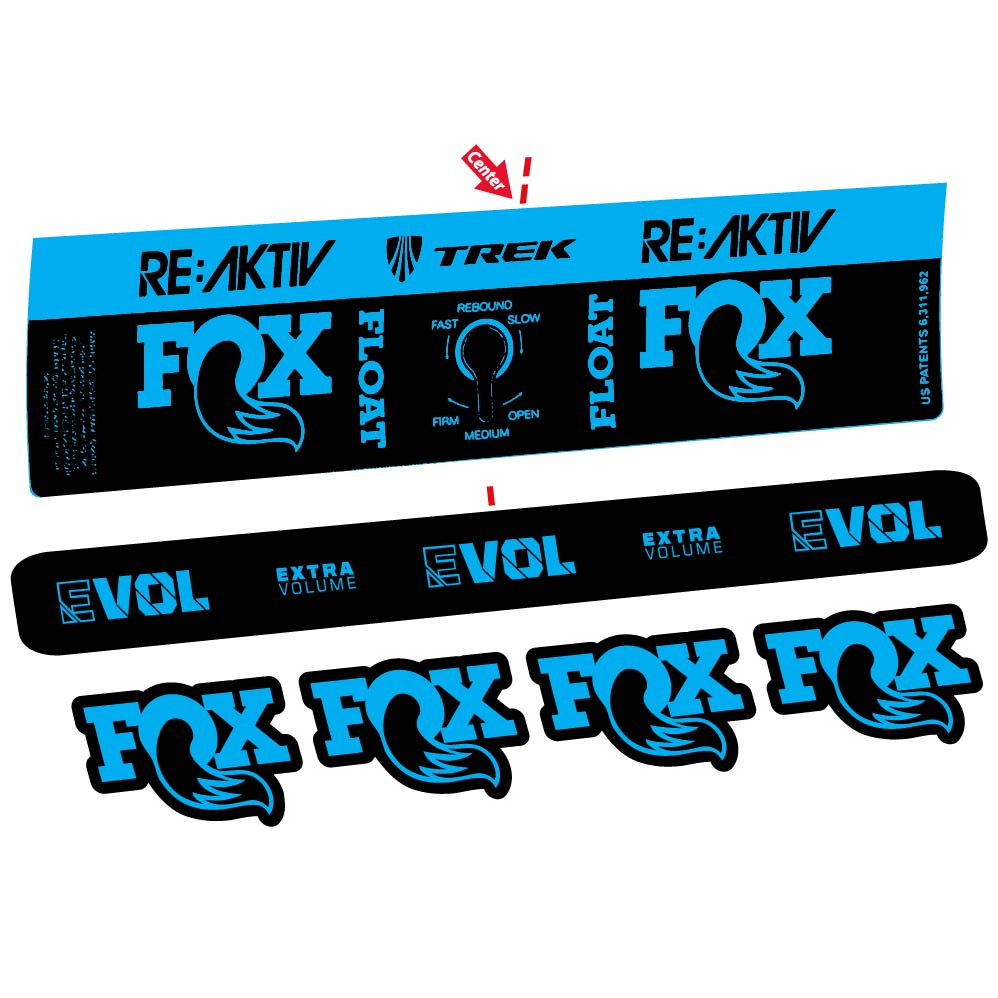 Aufkleber Fox Float Reactiv Trek, Stoßdämpfer, Fahrradaufkleber Vinyl