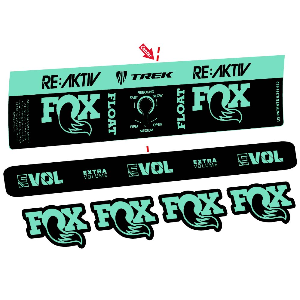 Aufkleber Fox Float Reactiv Trek, Stoßdämpfer, Fahrradaufkleber Vinyl