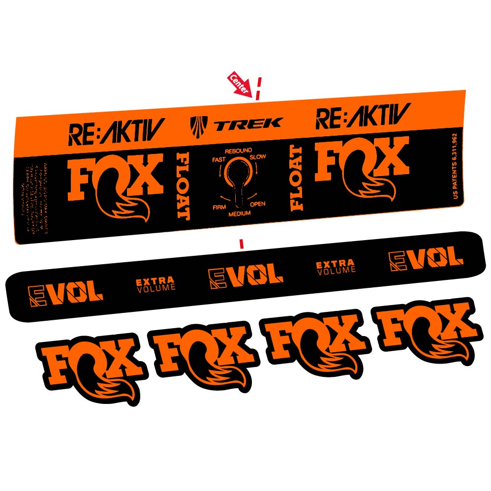 Aufkleber Fox Float Reactiv Trek, Stoßdämpfer, Fahrradaufkleber Vinyl