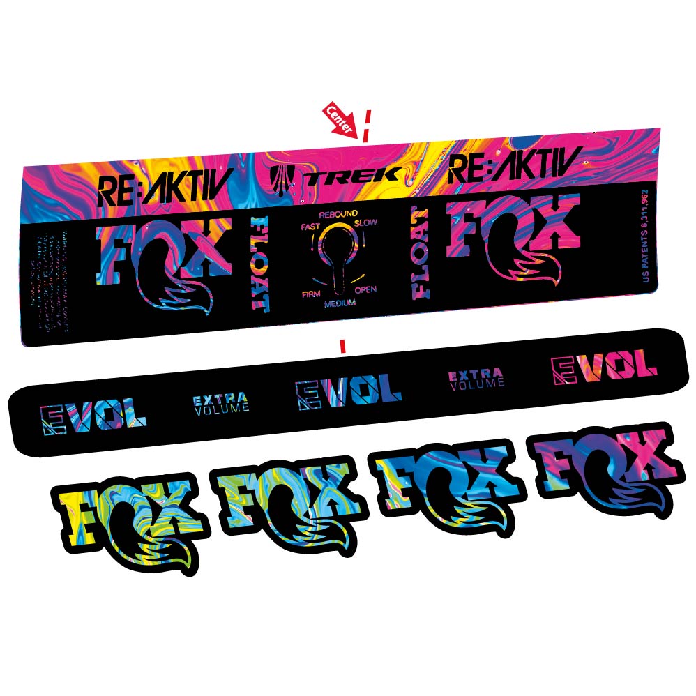 Aufkleber Fox Float Reactiv Trek, Stoßdämpfer, Fahrradaufkleber Vinyl