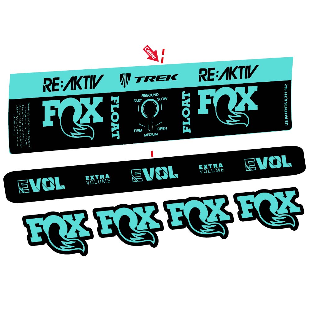 Aufkleber Fox Float Reactiv Trek, Stoßdämpfer, Fahrradaufkleber Vinyl