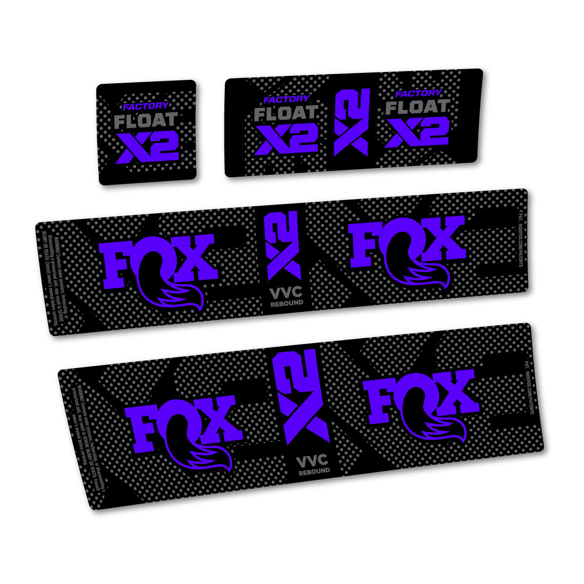 Compatible Stickers for Fox Factory Float X2, Shock Absorber vinyl decals - Reflex Blue