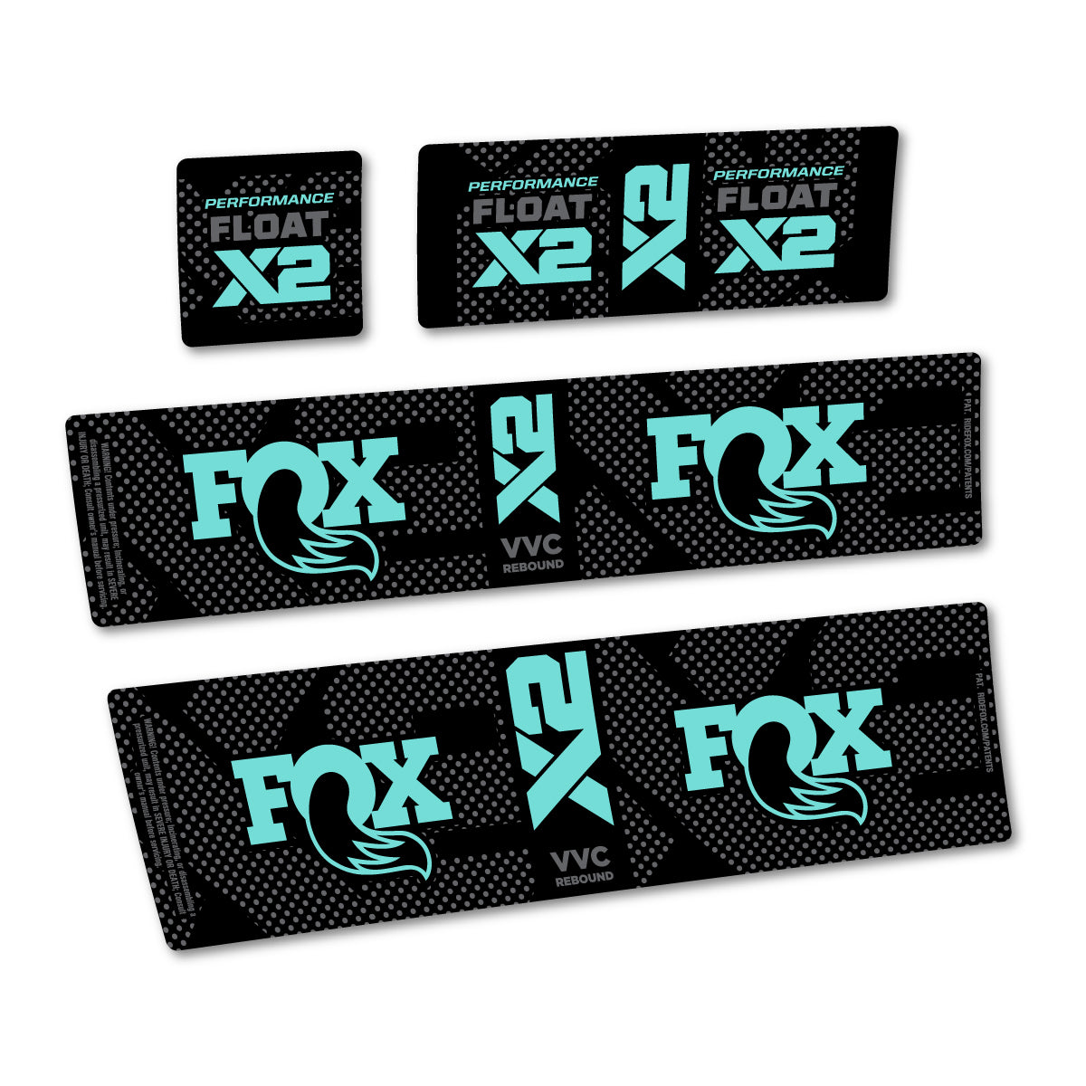Compatible Stickers for Fox Performance Float X2, Shock Absorber vinyl decals - Blue Green