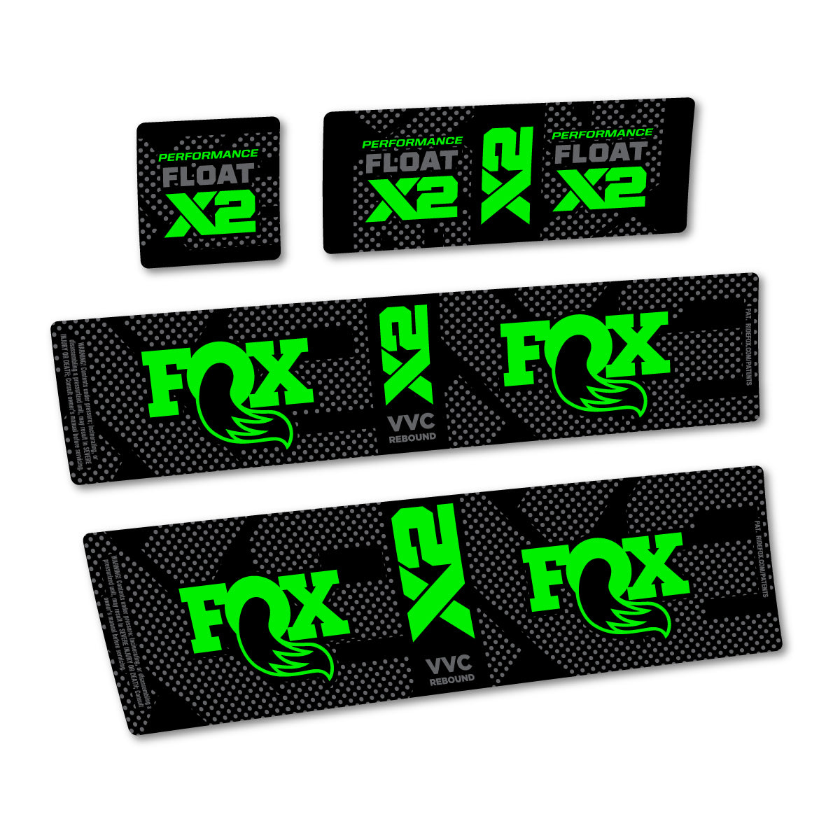 Compatible Stickers for Fox Performance Float X2, Shock Absorber vinyl decals - Neon Green