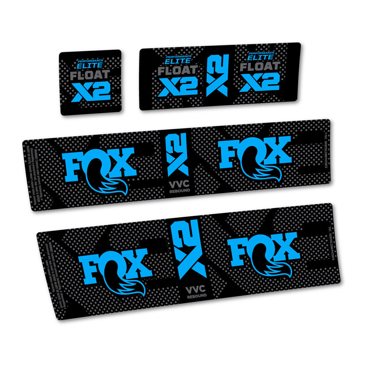 Compatible Stickers for Fox Performance Elite Float X2, Shock Absorber vinyl decals - Light Blue