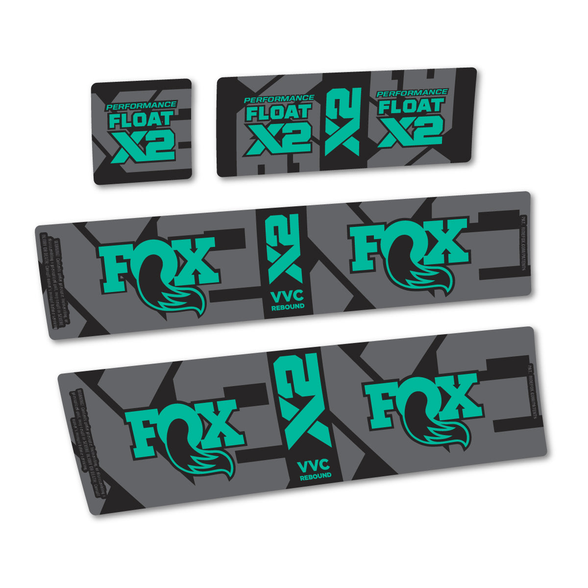 Compatible Stickers for Fox Performance Float X2 2026, Shock Absorber vinyl decals - Green Turquoise
