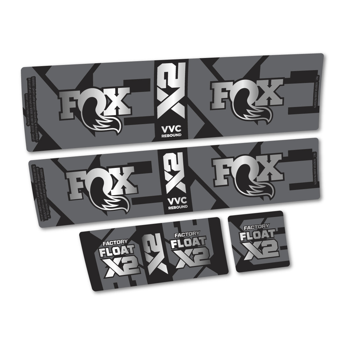 Compatible Stickers for Fox Factory Float X2 2026, Shock Absorber vinyl decals - Chrome Silver