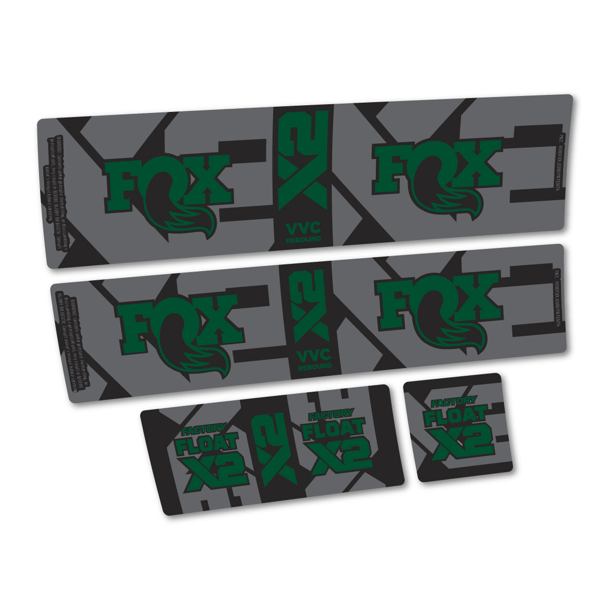 Compatible Stickers for Fox Factory Float X2 2026, Shock Absorber vinyl decals - Dark Green