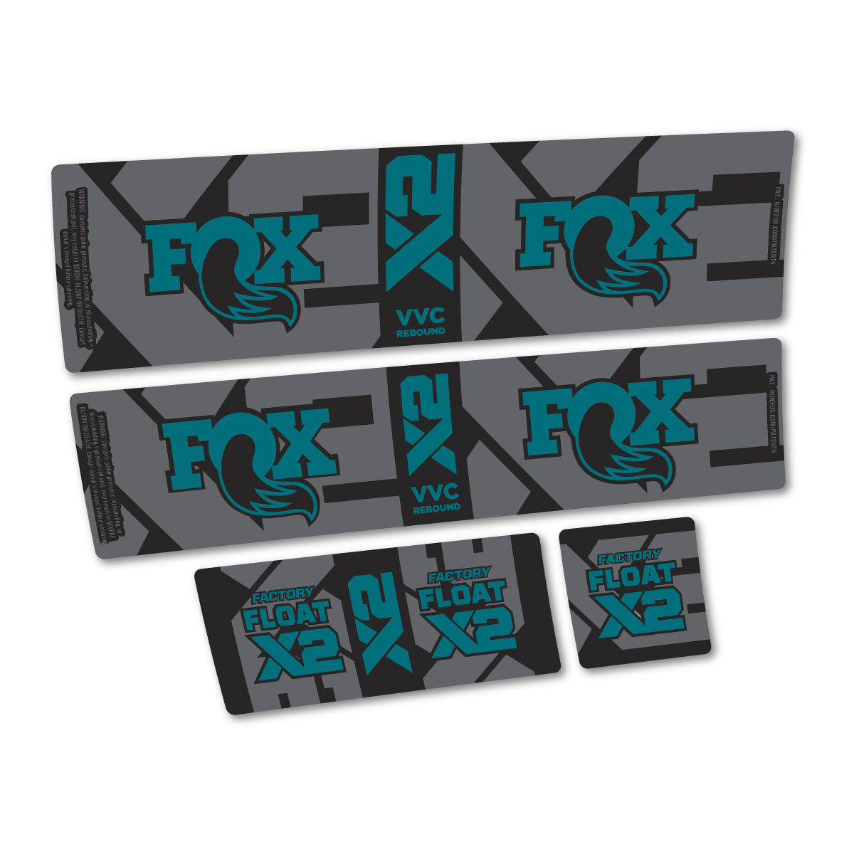 Compatible Stickers for Fox Factory Float X2 2026, Shock Absorber vinyl decals - Dark Turquoise