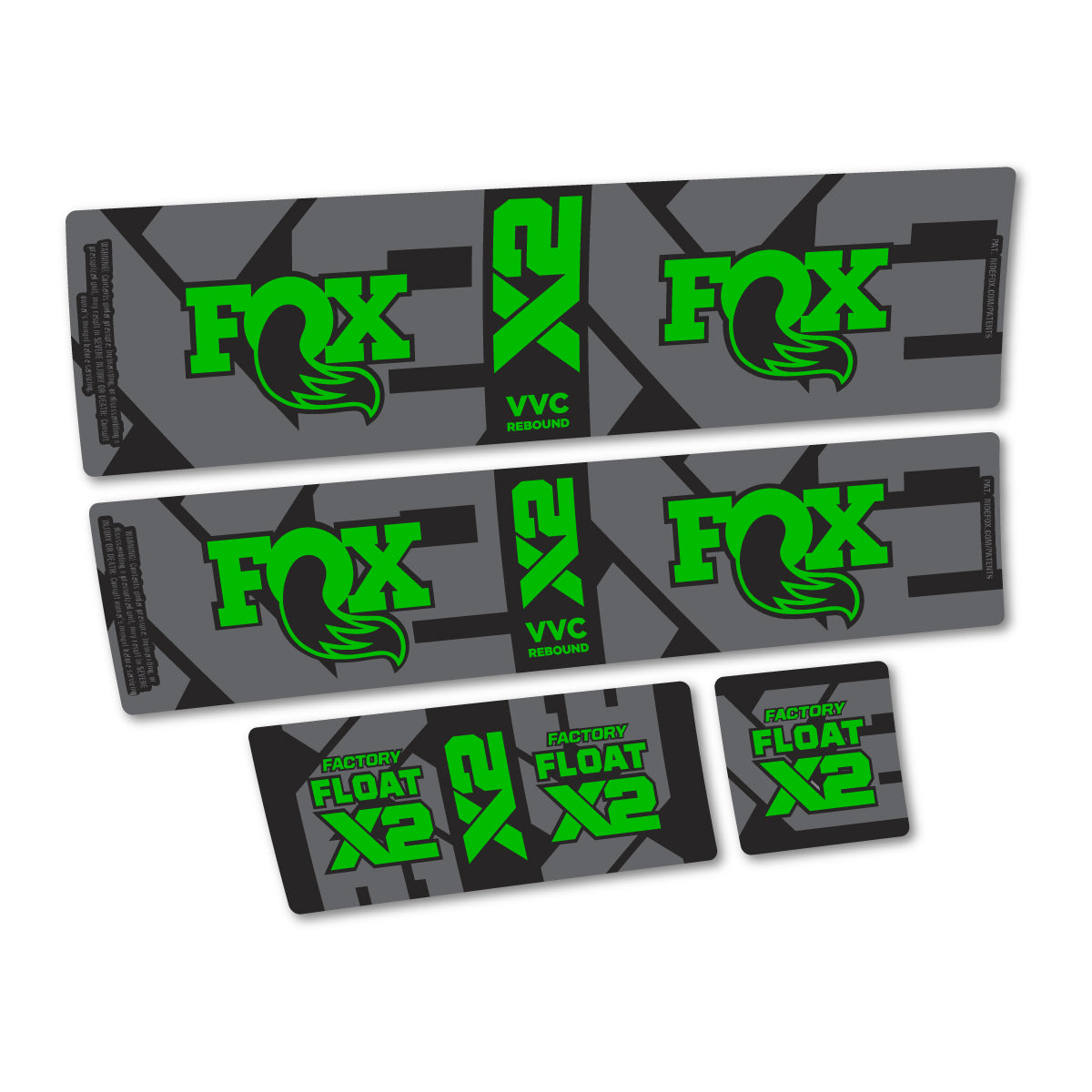 Compatible Stickers for Fox Factory Float X2 2026, Shock Absorber vinyl decals - Grass Green